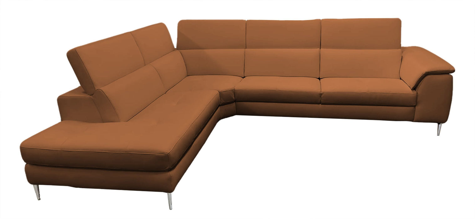 Viola - Italian Contemporary Cognac Leather Left Facing Sectional Sofa