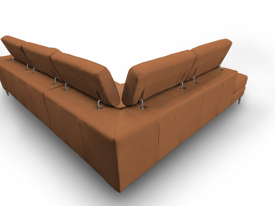 Viola - Italian Contemporary Cognac Leather Left Facing Sectional Sofa