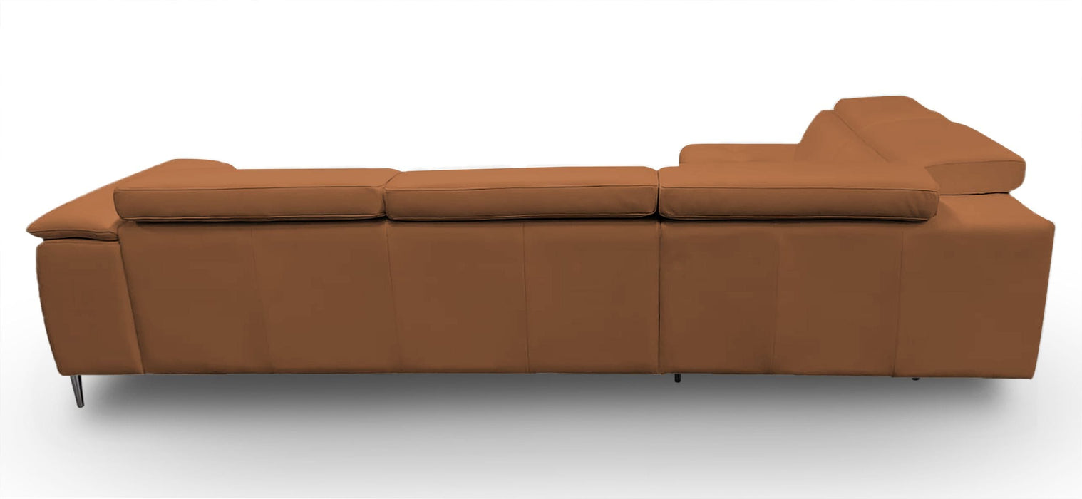 Viola - Italian Contemporary Cognac Leather Left Facing Sectional Sofa