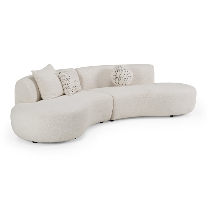 Weldon - Modern Off-White Fabric Curved Sectional Sofa