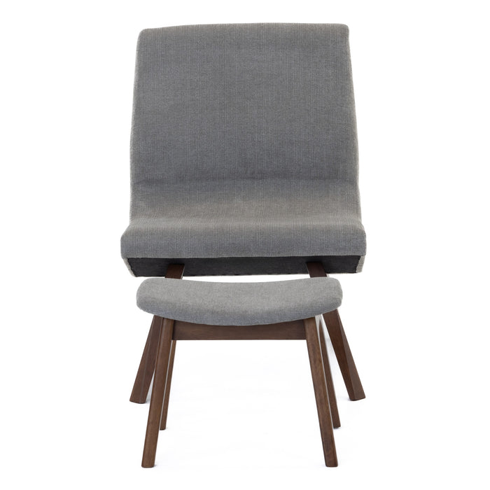 Whitney Modern Grey & Walnut Accent Chair & Ottoman