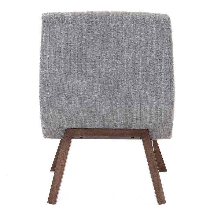 Whitney Modern Grey & Walnut Accent Chair & Ottoman