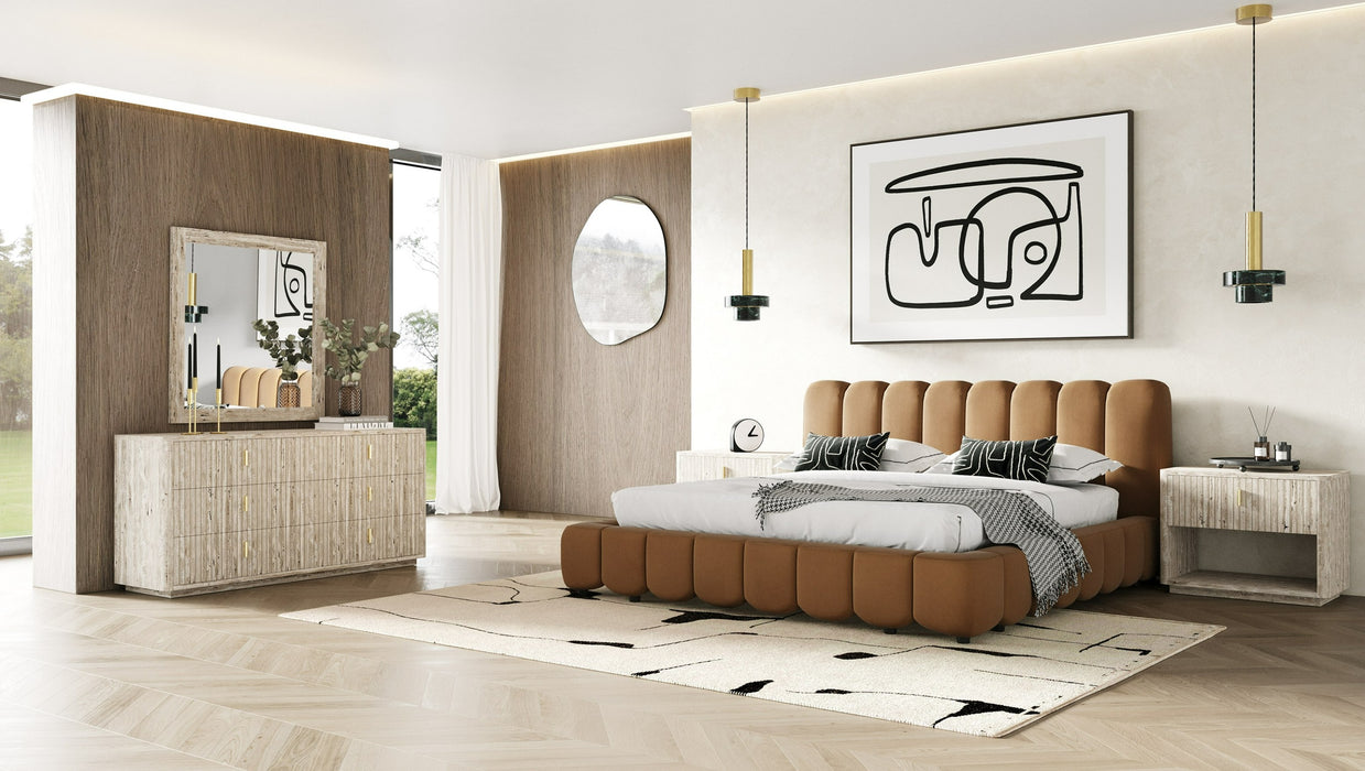 Harris - Modern Brown Fabric Bed