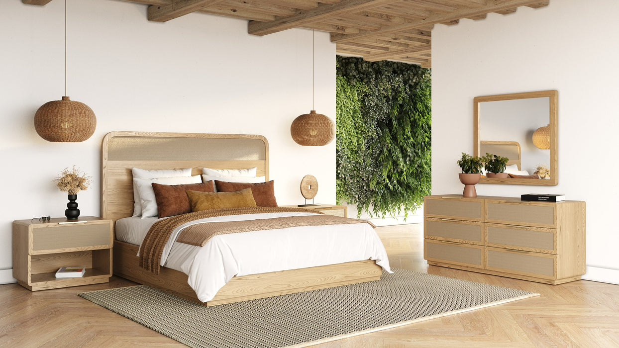 Gavin - Modern Natural Ash + Rattan Bedroom Set