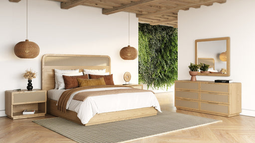 Eastern King Gavin - Modern Natural Ash + Rattan 4-Piece Bedroom Set