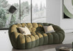 Yolonda - Modern Curved Green Fabric Loveseat