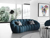 Yolonda - Modern Curved Dark Teal Fabric Sofa Set