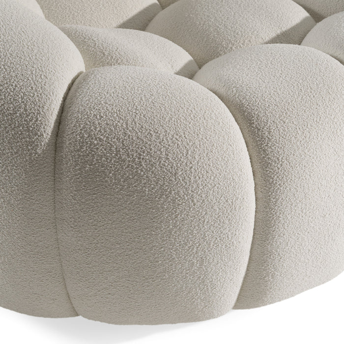 Yolonda - Modern Curved Off-White Fabric Chair