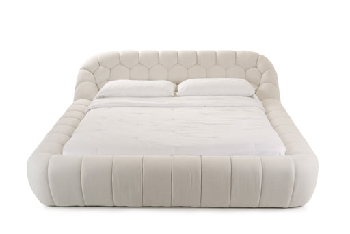 Yolonda - Modern Off-White Fabric Bed