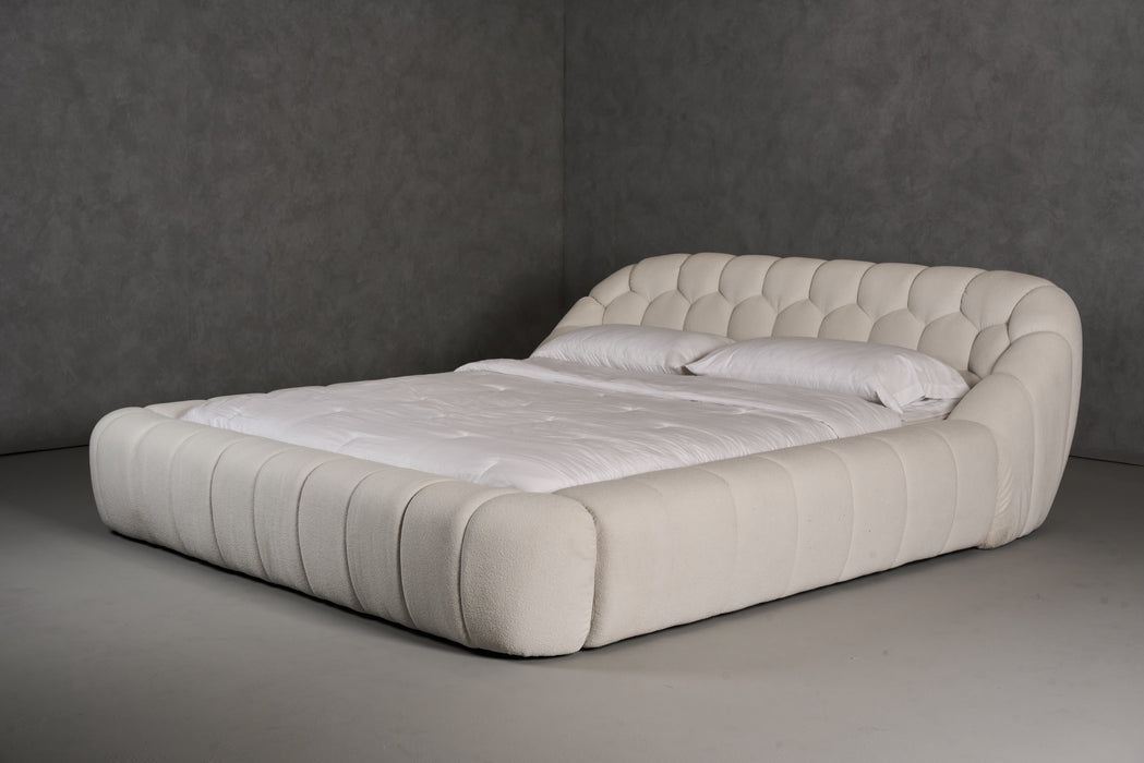 Yolonda - Modern Off-White Fabric Bed