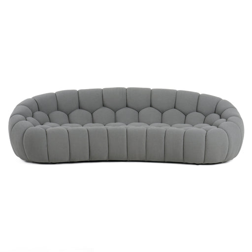 Yolonda - Modern Curved Light Grey Fabric Sofa