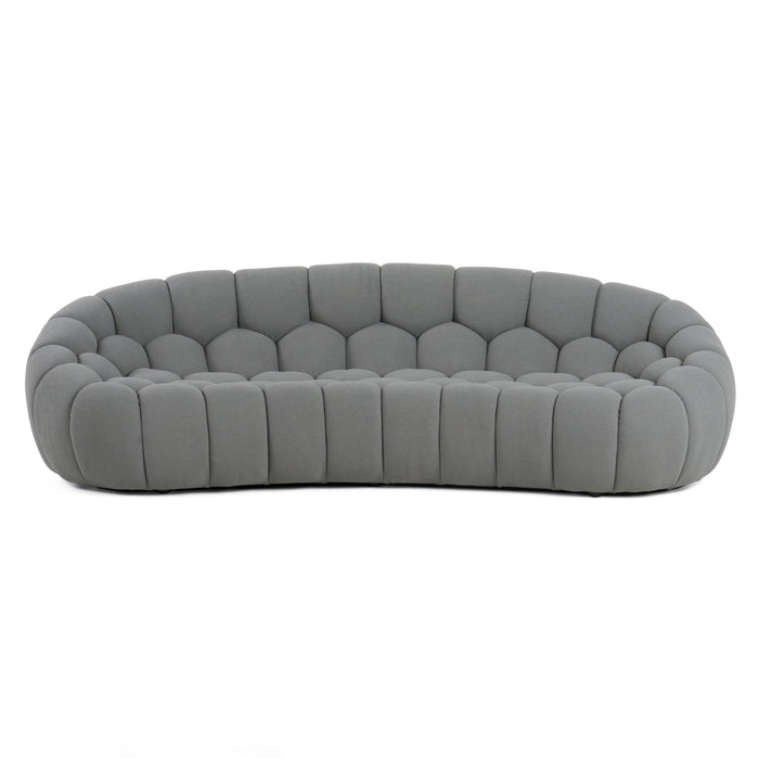 Yolonda - Modern Curved Light Grey Fabric Sofa