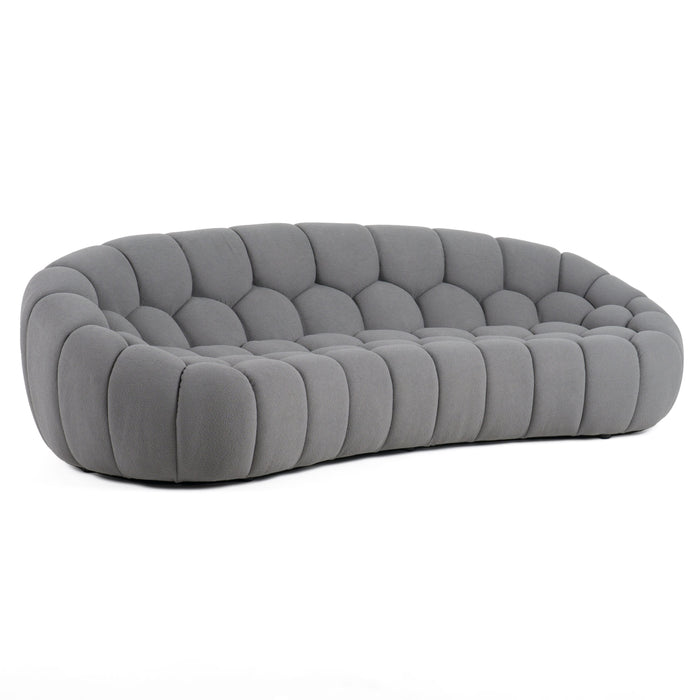 Yolonda - Modern Curved Light Grey Fabric Sofa Set