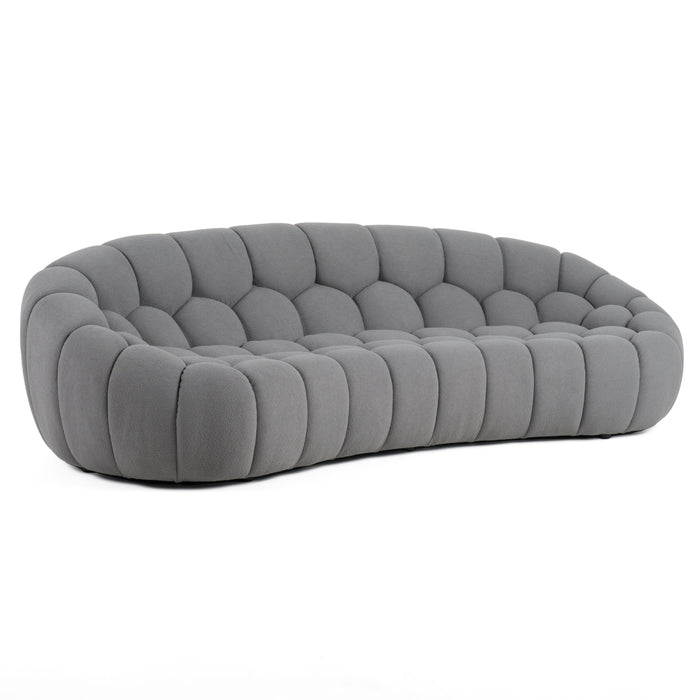 Yolonda - Modern Curved Light Grey Fabric Sofa