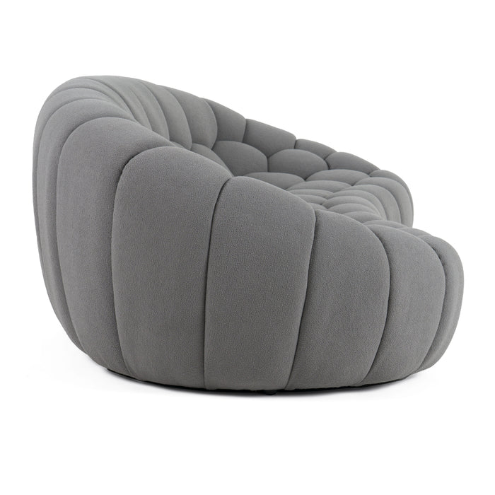Yolonda - Modern Curved Light Grey Fabric Sofa