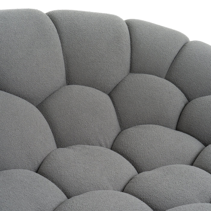 Yolonda - Modern Curved Light Grey Fabric Sofa