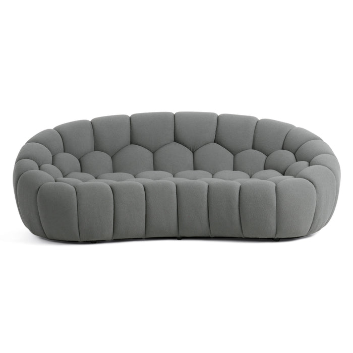 Yolonda - Modern Curved Light Grey Fabric Loveseat