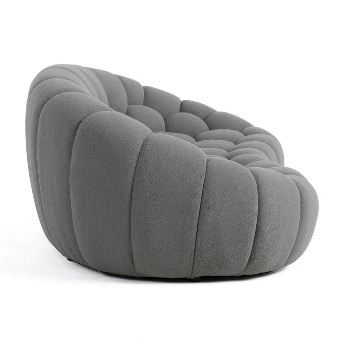 Yolonda - Modern Curved Light Grey Fabric Loveseat
