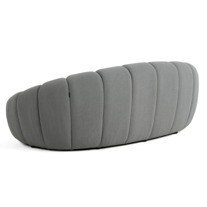 Yolonda - Modern Curved Light Grey Fabric Loveseat
