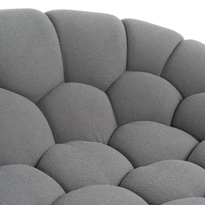 Yolonda - Modern Curved Light Grey Fabric Sofa Set