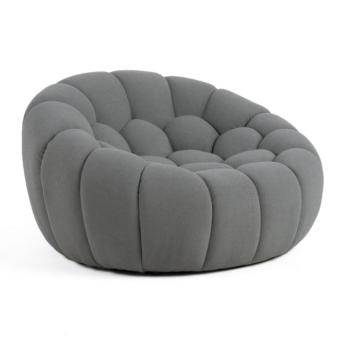 Yolonda - Modern Curved Light Grey Fabric Chair