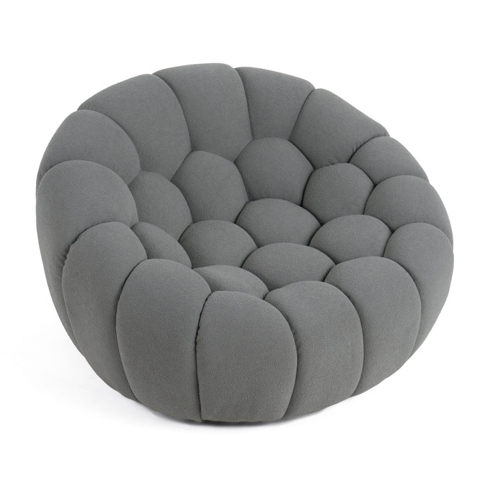 Yolonda - Modern Curved Light Grey Fabric Chair