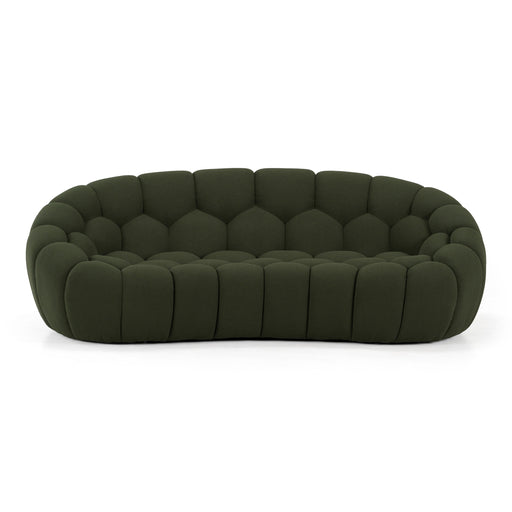 Yolonda - Modern Curved Green Fabric Loveseat