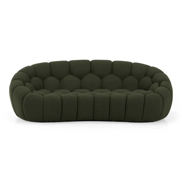 Yolonda - Modern Curved Green Fabric Loveseat