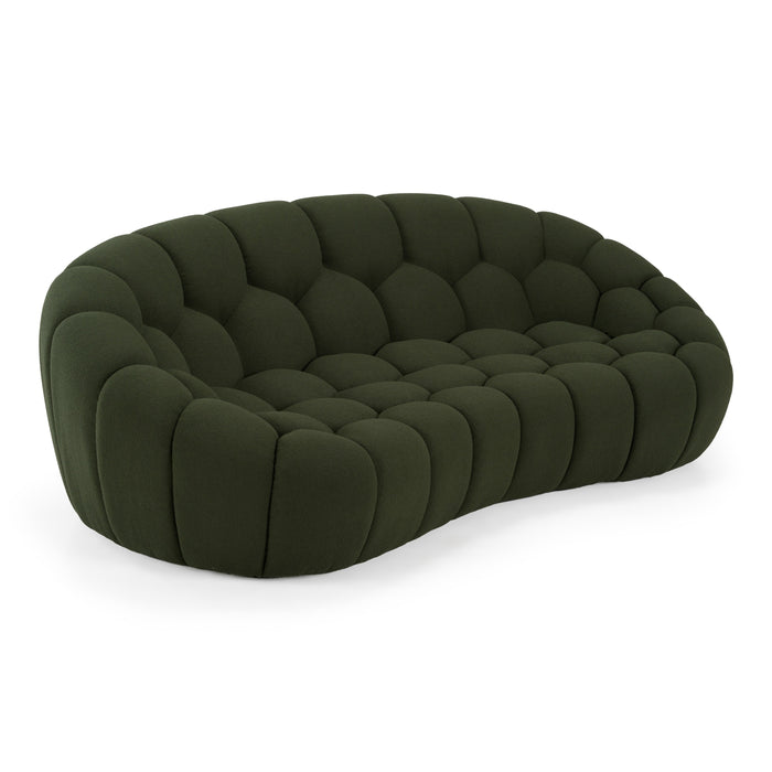 Yolonda - Modern Curved Green Fabric Loveseat
