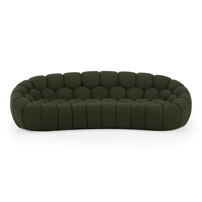 Yolonda - Modern Curved Green Fabric Sofa