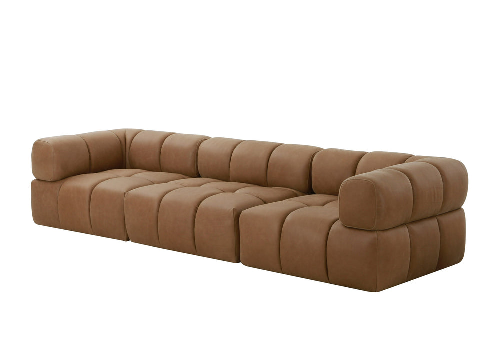 Everest - Modern Brown Leather Modular Armless Sectional Seat