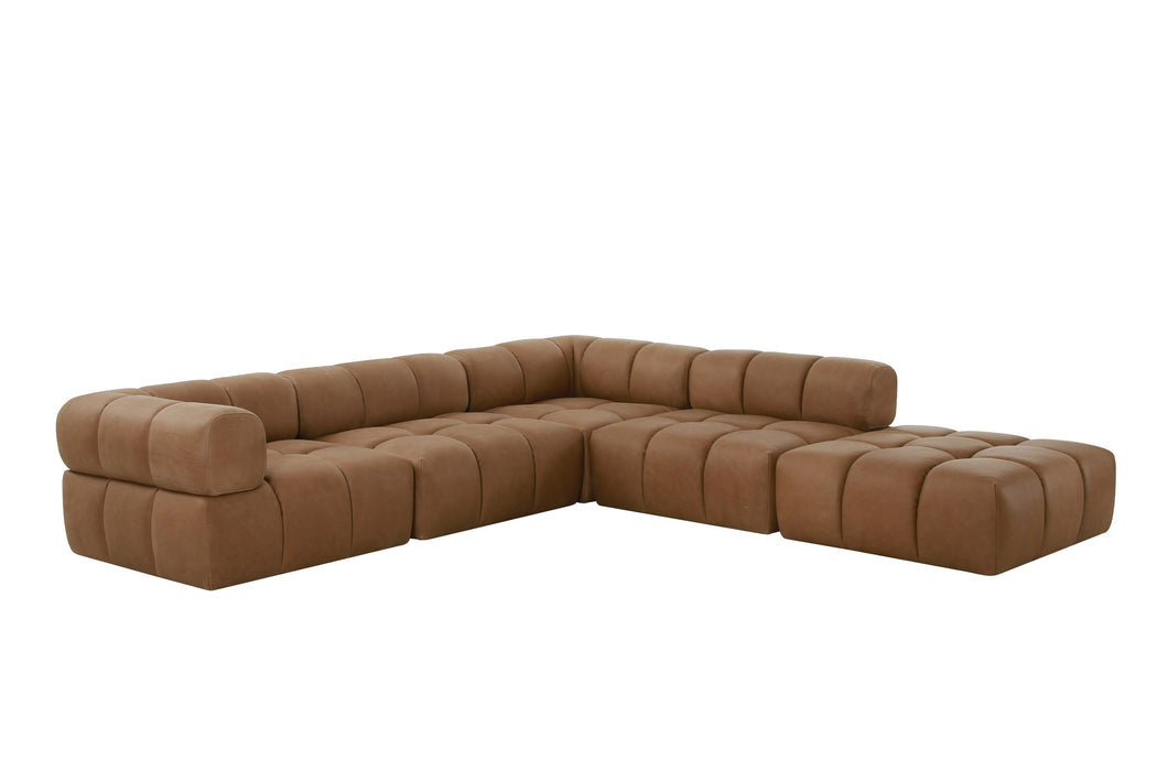 Everest - Modern Brown Leather Ottoman