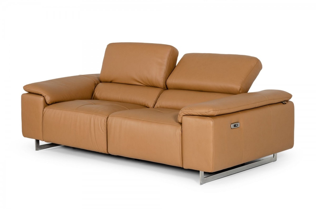 cognac leather reclining sofa