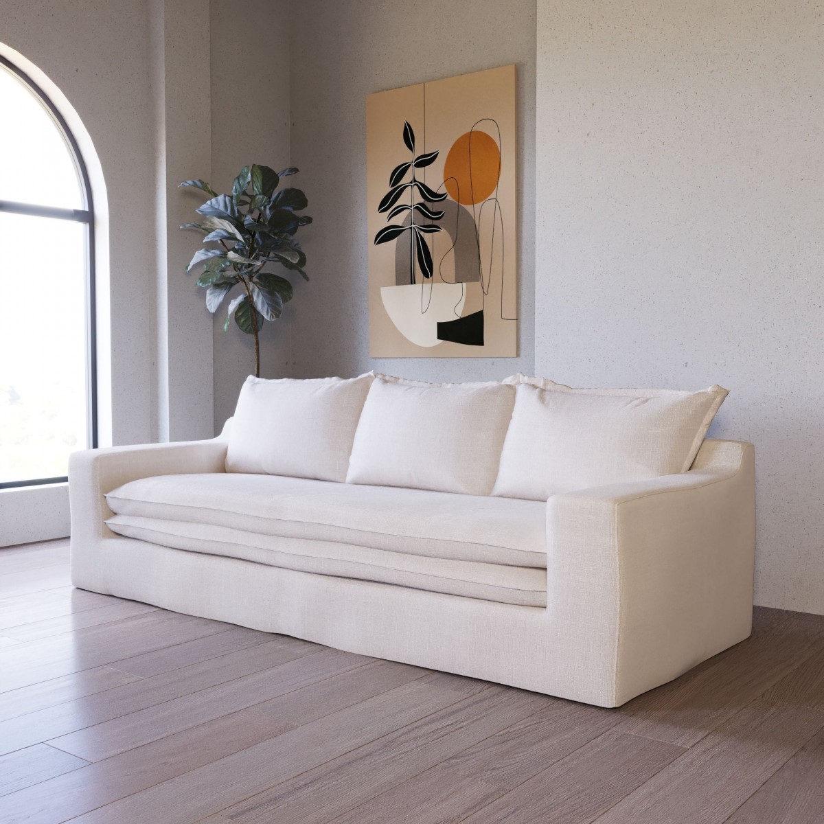 Philali Modern Classic White Fabric Sofa NorCalFurniture