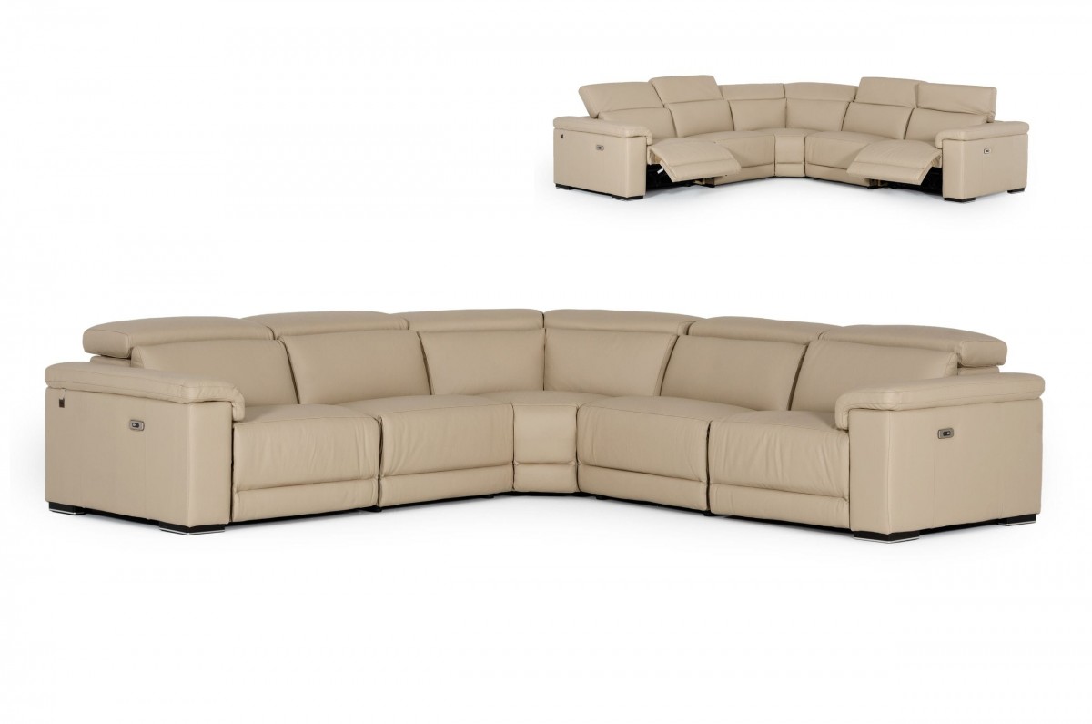 krijgen streep Aanhoudend Astro - Taupe Italian Leather Sectional Sofa with Recliners -  NorCalFurniture